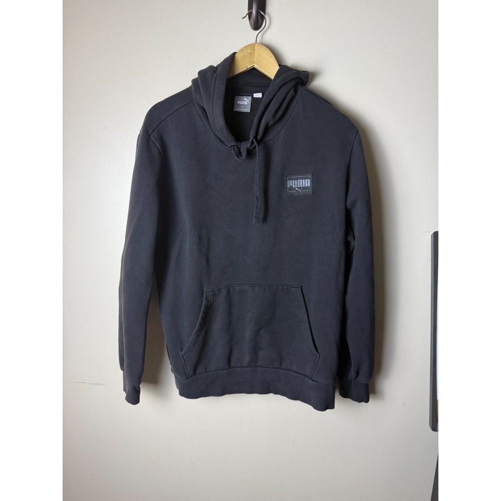Puma Hoodie Mens L Black Pullover Sweatshirt‎ Drawstring Comfort Casual